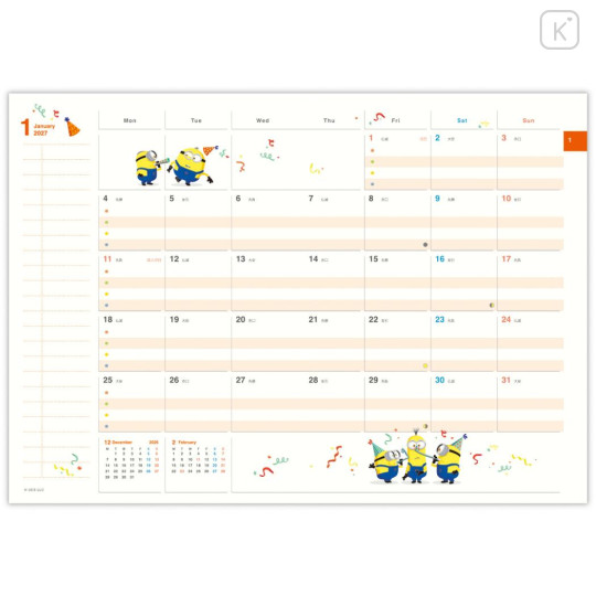 Japan Minions A5 Planner Monthly Schedule Book - Minions : 2027 - 3