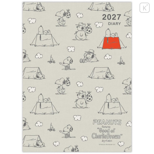 Japan Peanuts A5 Planner Monthly Schedule Book - Snoopy & Woodstock : Camping 2027 - 2