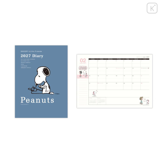 Japan Peanuts A5 Planner Monthly Schedule Book - Snoopy & Woodstock : Typewriter 2027 - 1