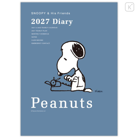 Japan Peanuts A5 Planner Monthly Schedule Book - Snoopy & Woodstock : Typewriter 2027 - 2