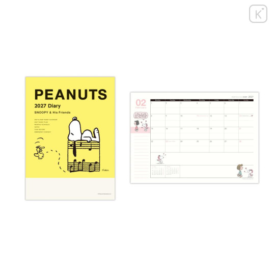 Japan Peanuts A5 Planner Monthly Schedule Book - Snoopy & Woodstock : Music 2027 - 1