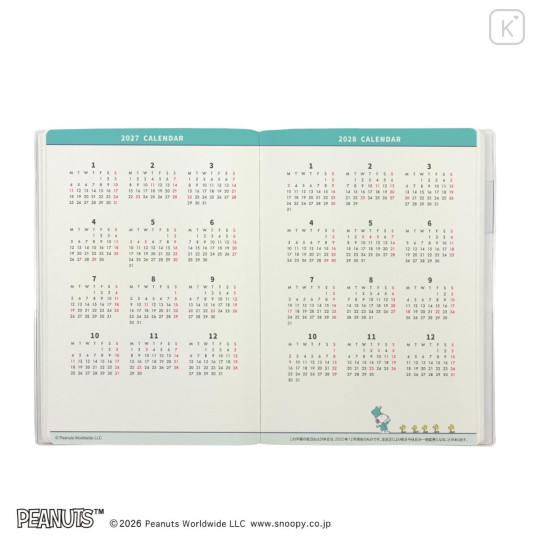 Japan Peanuts B6 Planner Monthly Schedule Book - Snoopy & Woodstock : Sleeping is an Art 2027 - 4
