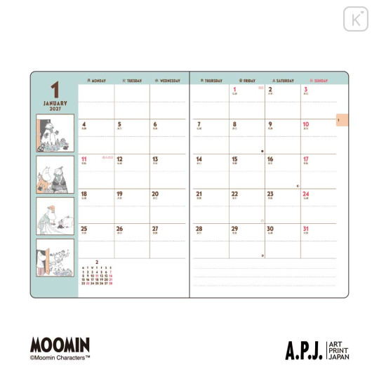 Japan Moomin B6 Planner Weekly Schedule Book - Comic 2027 - 2