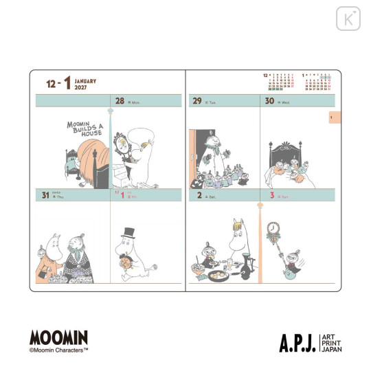 Japan Moomin B6 Planner Weekly Schedule Book - Goodnight 2027 - 3