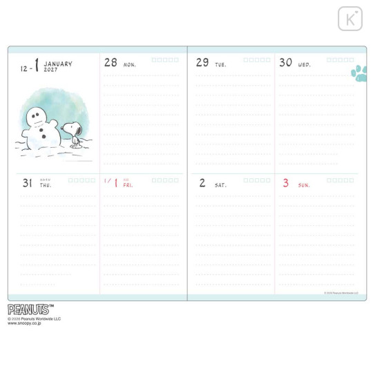 Japan Peanuts B6 Planner Weekly Schedule Book - Snoopy : Signboard 2027 - 3