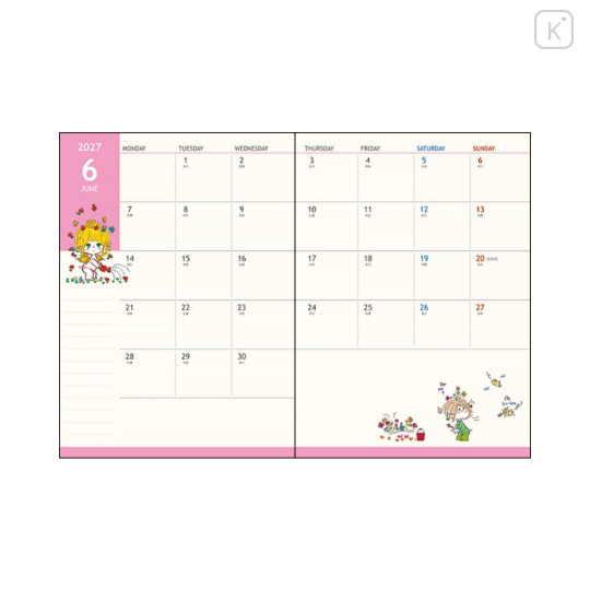 Japan Ado Mizumori A6 Planner Monthly Schedule Book - Blue 2027 - 2