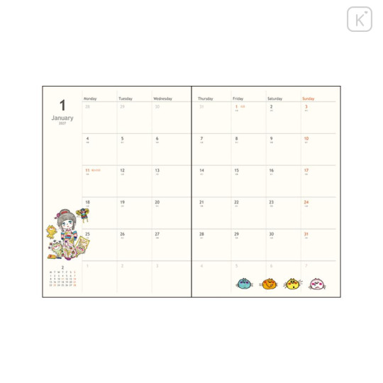 Japan Ado Mizumori B6 Planner Monthly Schedule Book - Pink 2027 - 2