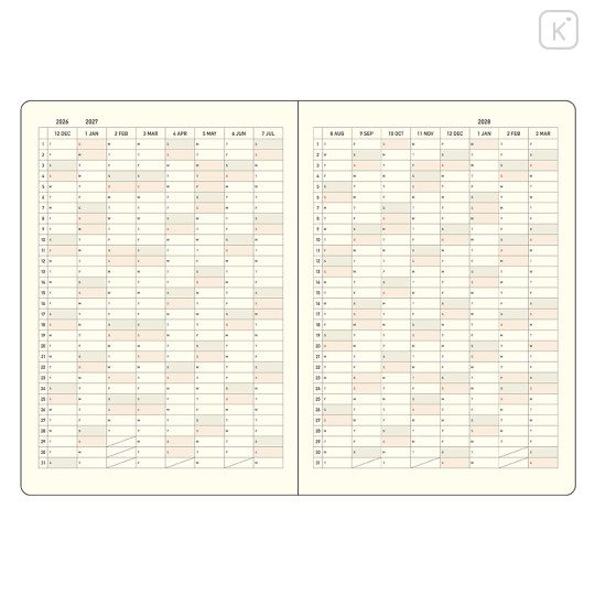 Japan Kleid B6 Fleek Diary Monthly Schedule Book - 2027 White - 7