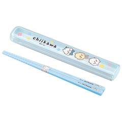 Japan Chiikawa Chopsticks 16.5cm with Case - Chiikawa & Hachiware & Usagi : Flower Blue