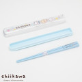 Japan Chiikawa Chopsticks 16.5cm with Case - Chiikawa & Hachiware & Usagi : Flower Blue - 3