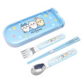 Japan Chiikawa Bento Lunch Cutlery Set Spoon Fork Chopstick - Chiikawa & Hachiware & Usagi : Flower Blue - 1