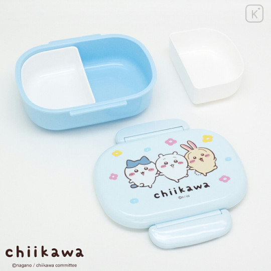 Japan Chiikawa Bento Lunch Box 360ml - Chiikawa & Hachiware & Usagi : Flower Blue - 2