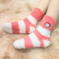 Japan Chiikawa Fluffy Low Crew Socks - Chiikawa : Striped Heart Cherry Pink - 3