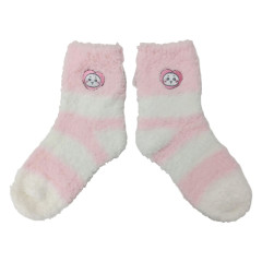 Japan Chiikawa Fluffy Low Crew Socks - Chiikawa : Striped Heart Light Pink