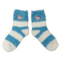 Japan Chiikawa Fluffy Low Crew Socks - Hachiware : Striped Heart Blue - 1