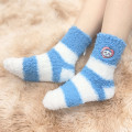 Japan Chiikawa Fluffy Low Crew Socks - Hachiware : Striped Heart Blue - 3