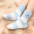 Japan Chiikawa Fluffy Low Crew Socks - Hachiware : Striped Heart Light Blue - 3