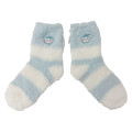 Japan Chiikawa Fluffy Low Crew Socks - Hachiware : Striped Heart Light Blue - 4