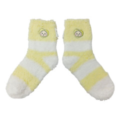 Japan Chiikawa Fluffy Low Crew Socks - Usagi (Chiikawa) : Striped Heart Light Yellow