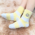 Japan Chiikawa Fluffy Low Crew Socks - Usagi (Chiikawa) : Striped Heart Light Yellow - 3