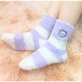 Japan Chiikawa Fluffy Low Crew Socks - Momonga : Striped Heart Light Purple - 3