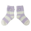 Japan Chiikawa Fluffy Low Crew Socks - Momonga : Striped Heart Light Purple - 4