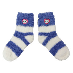 Japan Chiikawa Fluffy Low Crew Socks - Momonga : Striped Heart Purple Blue
