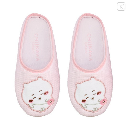 Japan Chiikawa Portable Travel Foldable Slippers & Drawstring Bag - Chiikawa : Happy Travel Pink - 1