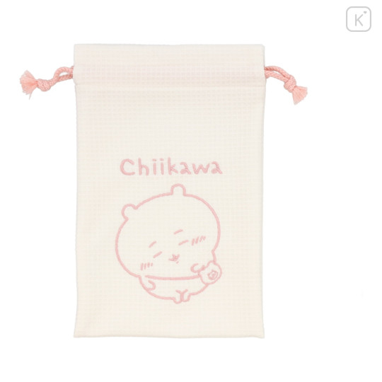 Japan Chiikawa Portable Travel Foldable Slippers & Drawstring Bag - Chiikawa : Happy Travel Pink - 3