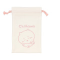 Japan Chiikawa Portable Travel Foldable Slippers & Drawstring Bag - Chiikawa : Happy Travel Pink - 3