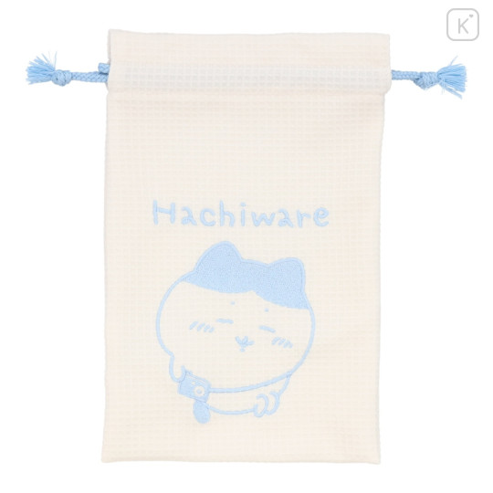 Japan Chiikawa Portable Travel Foldable Slippers & Drawstring Bag - Hachiware : Happy Travel - 3