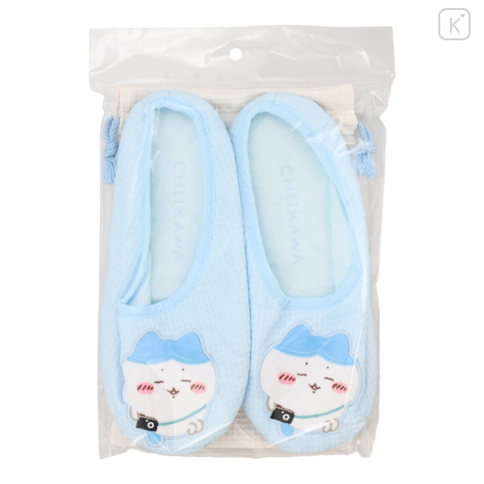 Japan Chiikawa Portable Travel Foldable Slippers & Drawstring Bag - Hachiware : Happy Travel - 5