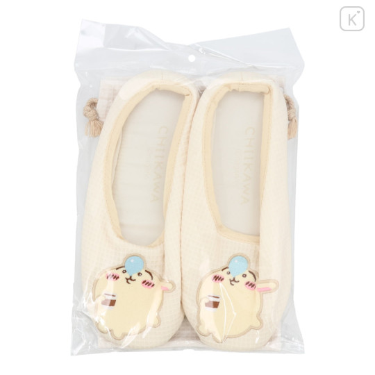 Japan Chiikawa Portable Travel Foldable Slippers & Drawstring Bag - Usagi : Happy Travel - 5