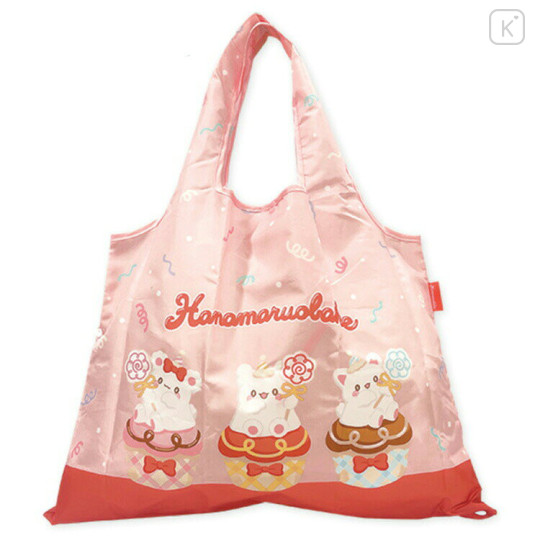 Japan Sanrio Eco Shopping Bag With Pouch - Hanamaruobake : Birthday Pink - 1