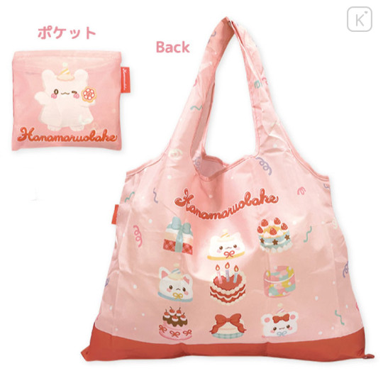 Japan Sanrio Eco Shopping Bag With Pouch - Hanamaruobake : Birthday Pink - 2