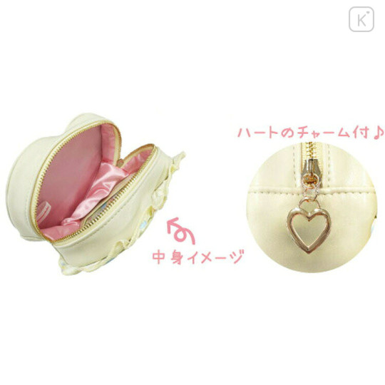 Japan Sanrio Heart-Shaped Clear Pouch - Hanamaruobake : Birthday - 3