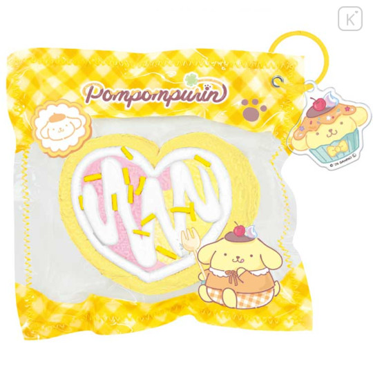 Japan Sanrio Super Soft Squeeze Keychain - Pompompurin : Heart Rollcake - 1