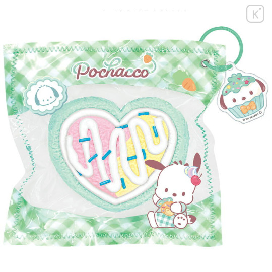 Japan Sanrio Super Soft Squeeze Keychain - Pochacco : Heart Rollcake - 1