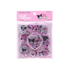 Japan Sanrio Puffy Glitter Stickers - Kuromi & My Melody : Ribbons