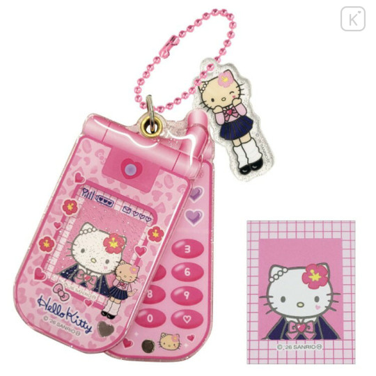 Japan Sanrio Acrylic Keychain - Hello Kitty : Gogo Gal Collection Style Up Flip Phone Style - 1
