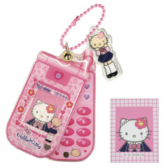 Japan Sanrio Acrylic Keychain - Hello Kitty : Gogo Gal Collection Style Up Flip Phone Style