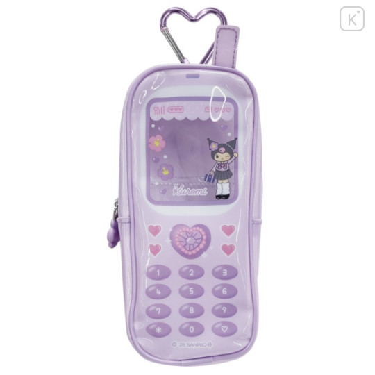 Japan Sanrio Long Clear Accessory Case with Carabiner - Kuromi : Gogo Gal Collection Style Up Flip Phone Style - 1