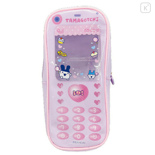 Japan Tamagotchi Long Clear Accessory Case with Carabiner - Flip Phone Style - 1