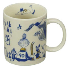Japan Moomin Porcelain Mug - Little My & Moomintroll & Snufkin : Winter Games