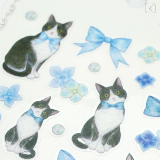 Japan Miki Takei Clear Sticker - Tuxedo Cat - 2