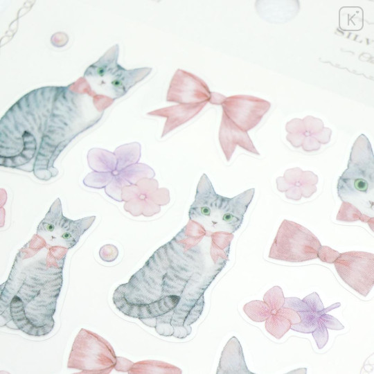 Japan Miki Takei Clear Sticker - Silver Tabby - 2
