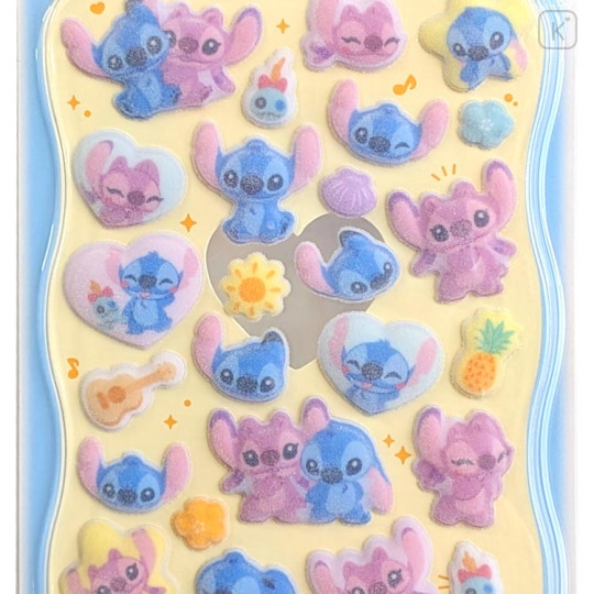 Japan Disney Flocky Drop Sticker - Angel & Scrump & Stitch - 2