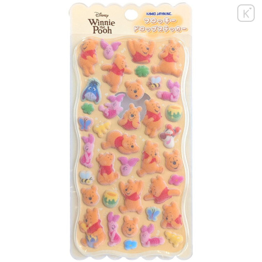 Japan Disney Flocky Drop Sticker - Winnie the Pooh - 1