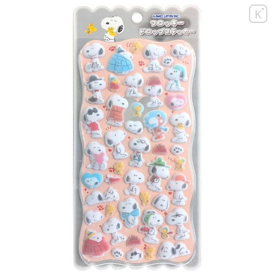 Japan Peanuts Flocky Drop Sticker - Snoopy & Woodstock - 1