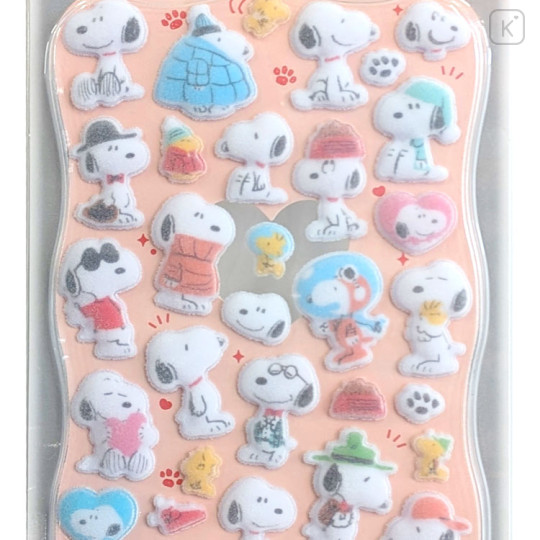 Japan Peanuts Flocky Drop Sticker - Snoopy & Woodstock - 2
